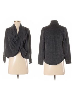 Anthropologie AMADI Gray Speckled Crossover Drape Front Top S